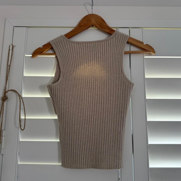 NAKEDVICE Ribbed Cut Out Beige Top - Picture 3 of 5